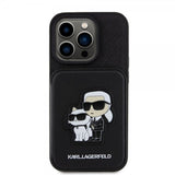 Karl Lagerfeld iPhone 15 Pro Deksel Saffiano Card Slots & Stand Svart