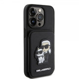 Karl Lagerfeld iPhone 15 Pro Deksel Saffiano Card Slots & Stand Svart