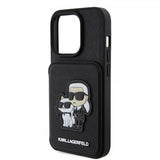 Karl Lagerfeld iPhone 15 Pro Deksel Saffiano Card Slots & Stand Svart