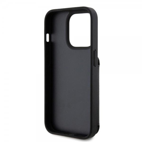 Karl Lagerfeld iPhone 15 Pro Deksel Saffiano Card Slots & Stand Svart