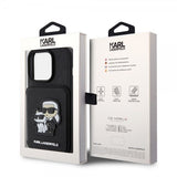 Karl Lagerfeld iPhone 15 Pro Deksel Saffiano Card Slots & Stand Svart