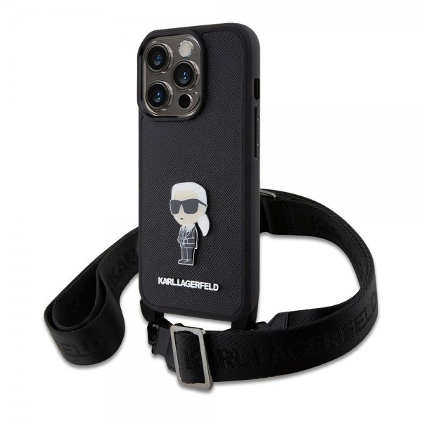 Karl Lagerfeld iPhone 15 Pro Deksel Saffiano Crossbody Svart