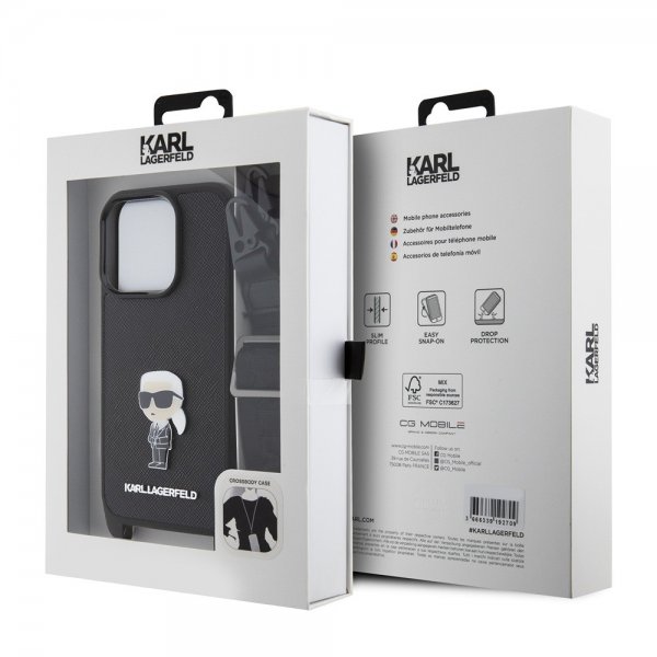 Karl Lagerfeld iPhone 15 Pro Deksel Saffiano Crossbody Svart