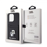 Karl Lagerfeld iPhone 15 Pro Deksel Saffiano Double Cardslot Svart