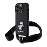 Karl Lagerfeld iPhone 15 Pro Deksel Saffiano Karl & Choupette Crossbody Svart