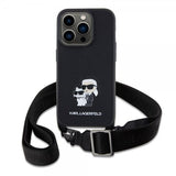 Karl Lagerfeld iPhone 15 Pro Deksel Saffiano Karl & Choupette Crossbody Svart