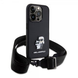 Karl Lagerfeld iPhone 15 Pro Deksel Saffiano Karl & Choupette Crossbody Svart