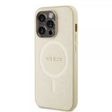 Guess iPhone 15 Pro Deksel Saffiano MagSafe Beige