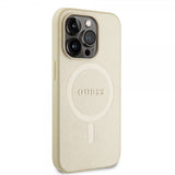Guess iPhone 15 Pro Deksel Saffiano MagSafe Beige