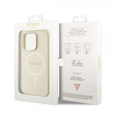 Guess iPhone 15 Pro Deksel Saffiano MagSafe Beige