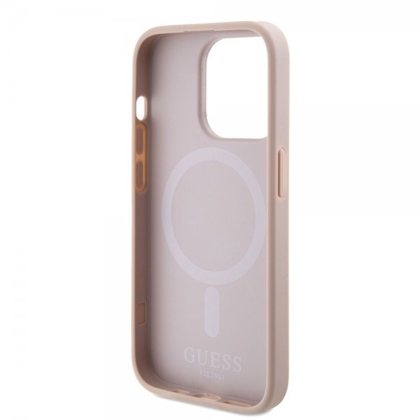 Guess iPhone 15 Pro Deksel Saffiano MagSafe Rosa
