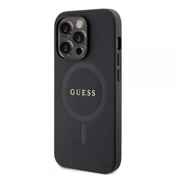 Guess iPhone 15 Pro Deksel Saffiano MagSafe Svart