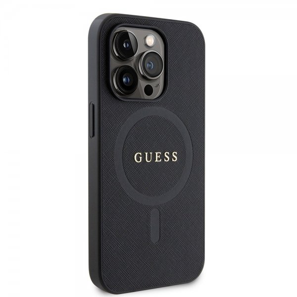 Guess iPhone 15 Pro Deksel Saffiano MagSafe Svart