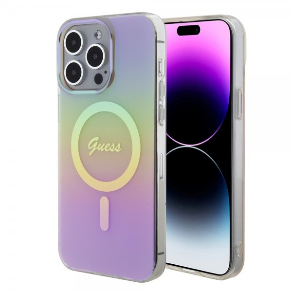 Guess iPhone 15 Pro Deksel Script MagSafe Rosa