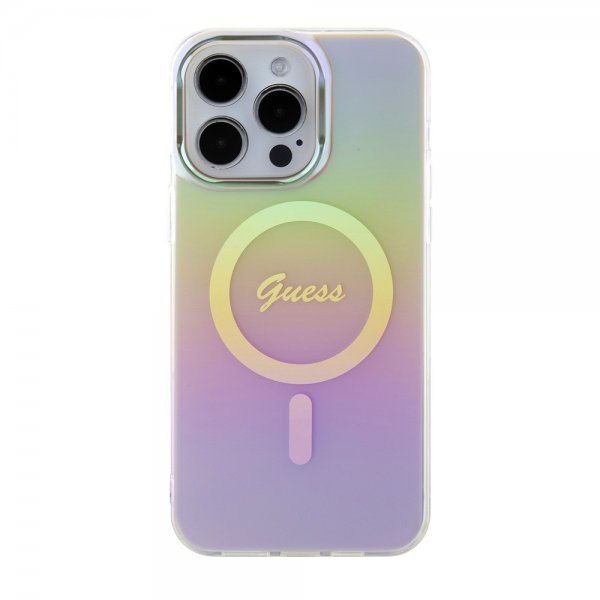 Guess iPhone 15 Pro Deksel Script MagSafe Rosa