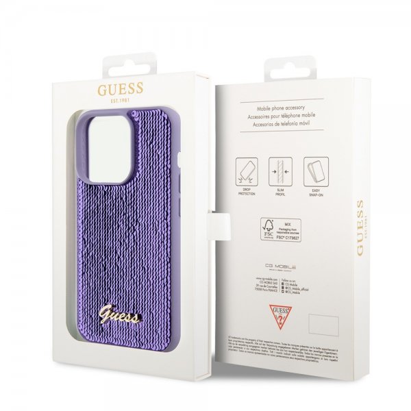 Guess iPhone 15 Pro Deksel Sequin Lilla