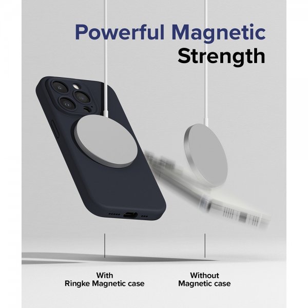 Ringke iPhone 15 Pro Deksel Silicone Magnetic Deep Blue