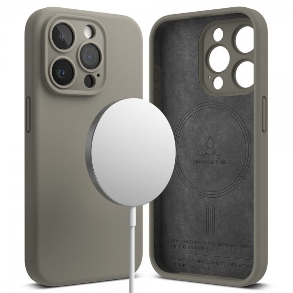 Ringke iPhone 15 Pro Deksel Silicone Magnetic Grå