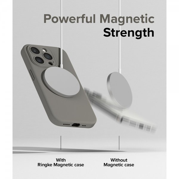 Ringke iPhone 15 Pro Deksel Silicone Magnetic Grå
