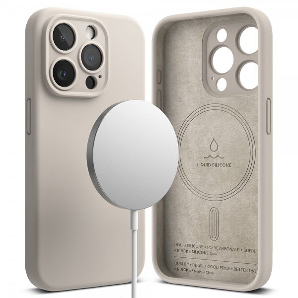 Ringke iPhone 15 Pro Deksel Silicone Magnetic Stone