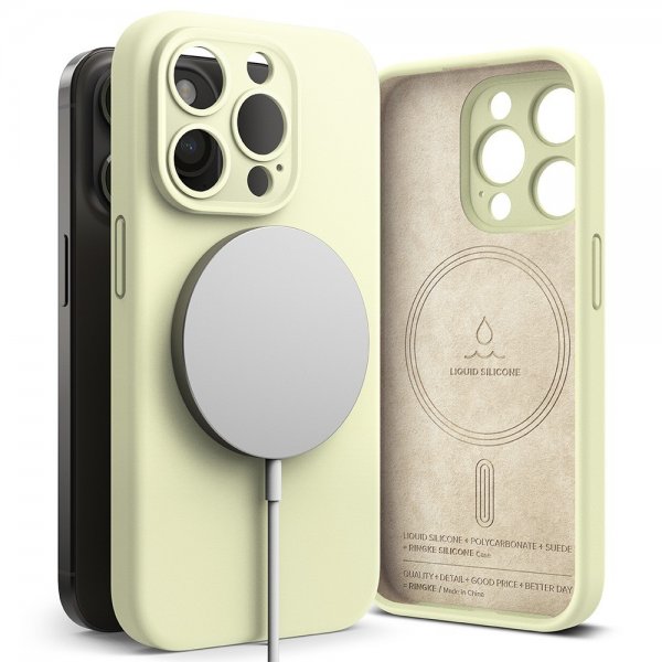 Ringke iPhone 15 Pro Deksel Silicone Magnetic Sunny Lime