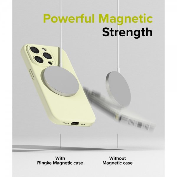 Ringke iPhone 15 Pro Deksel Silicone Magnetic Sunny Lime