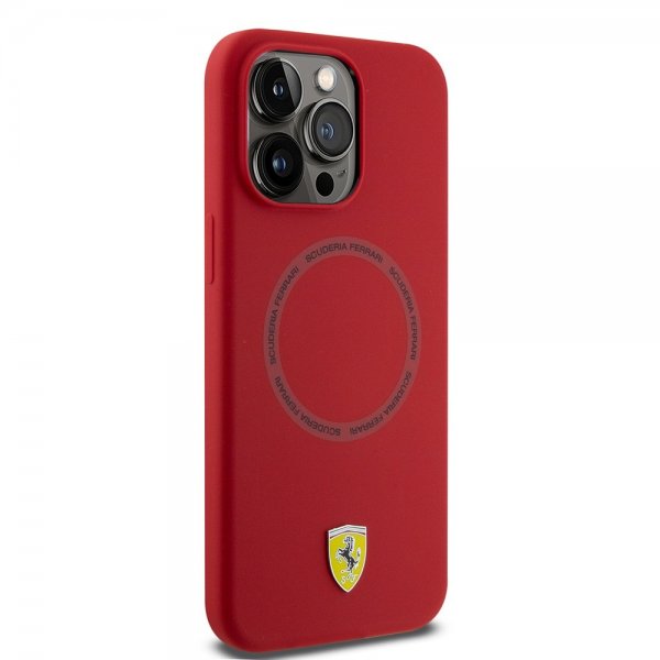 Ferrari iPhone 15 Pro Deksel Silicone MagSafe Rød