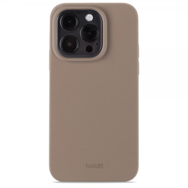 holdit iPhone 15 Pro Deksel Silikon Mocha Brown