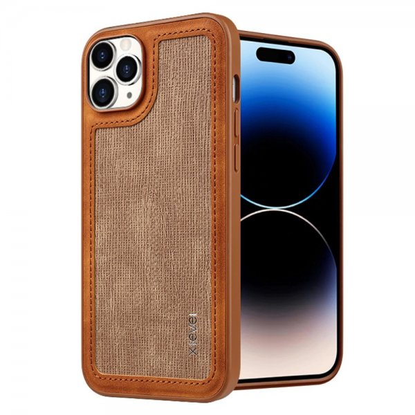 X-Level iPhone 15 Pro Deksel Linjeskjøting Brun