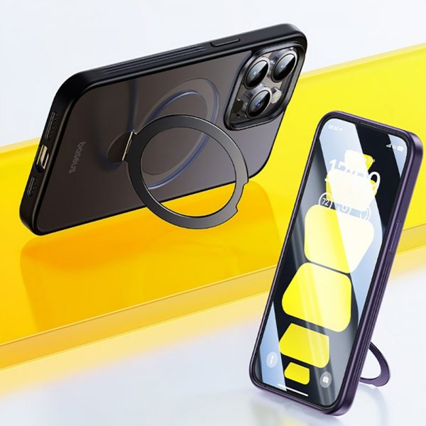 Baseus iPhone 15 Pro Deksel Smart Ring Series MagSafe Svart
