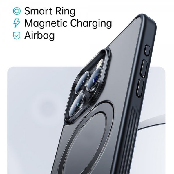 Baseus iPhone 15 Pro Deksel Smart Ring Series MagSafe Svart