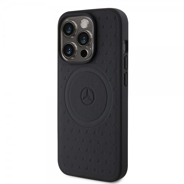 Mercedes Benz iPhone 15 Pro Deksel Star Pattern MagSafe Svart