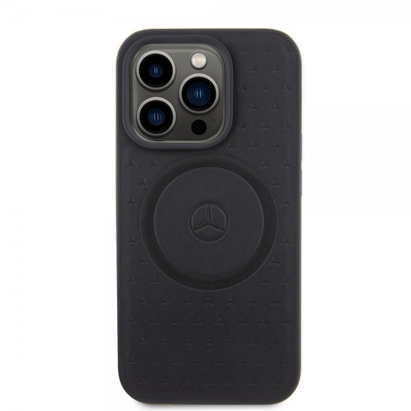 Mercedes Benz iPhone 15 Pro Deksel Star Pattern MagSafe Svart