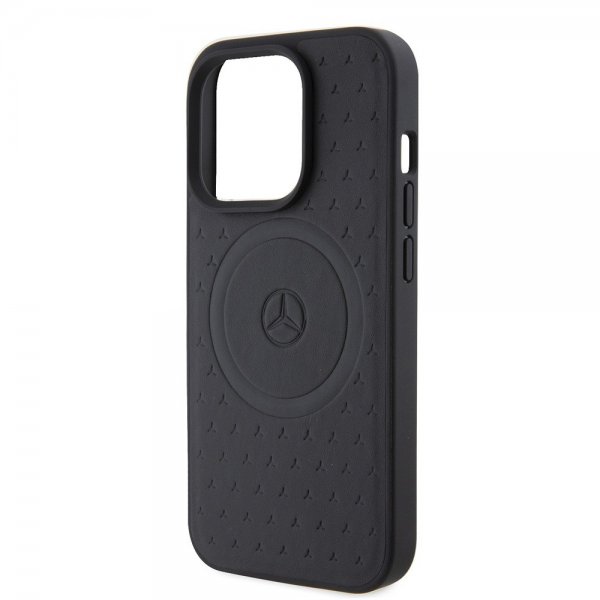 Mercedes Benz iPhone 15 Pro Deksel Star Pattern MagSafe Svart