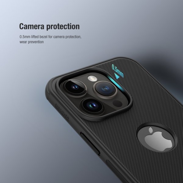Nillkin iPhone 15 Pro Deksel Super Frosted Shield Pro Logo Hole Svart