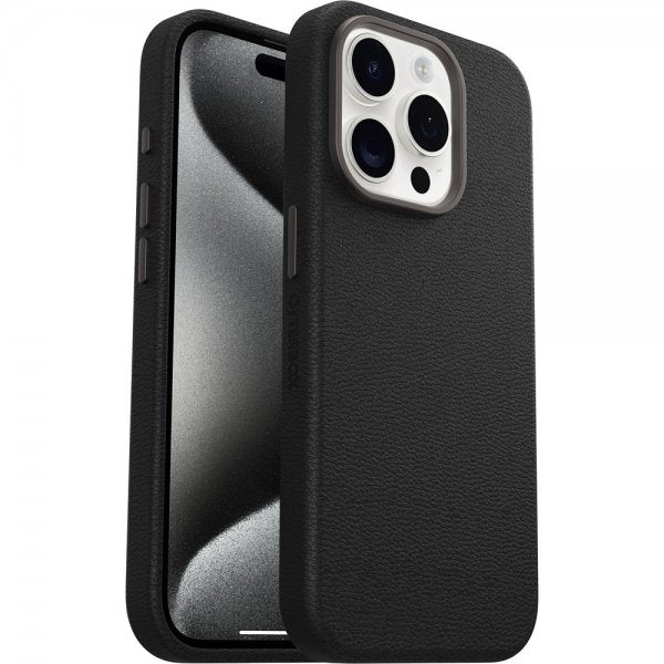 Otterbox iPhone 15 Pro Deksel Symmetry Cactus Leather MagSafe Noir Ash