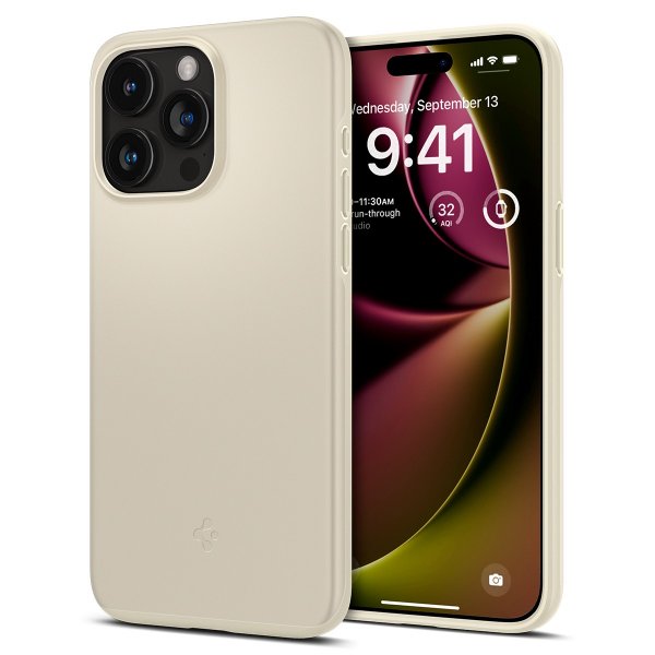 Spigen iPhone 15 Pro Deksel Thin Fit Mute Beige