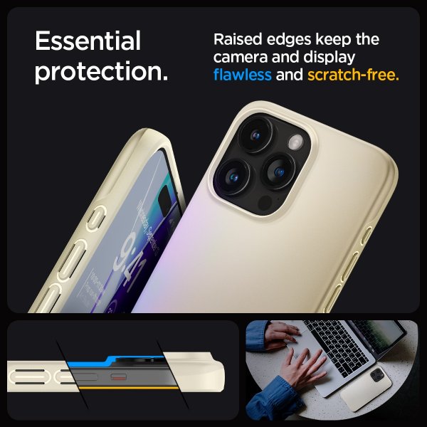 Spigen iPhone 15 Pro Deksel Thin Fit Mute Beige