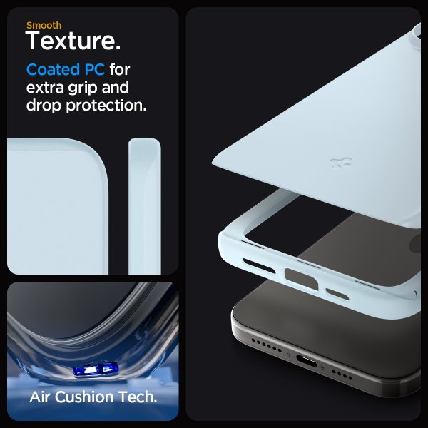 Spigen iPhone 15 Pro Deksel Thin Fit Mute Blue