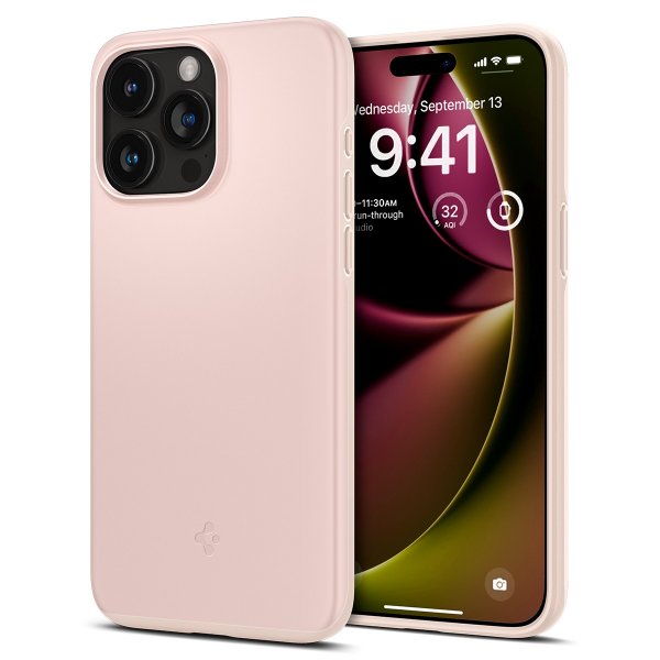 Spigen iPhone 15 Pro Deksel Thin Fit Pink Sand