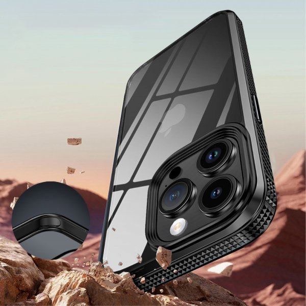 Ipaky iPhone 15 Pro Deksel Gjennomsiktig Bakside Blå