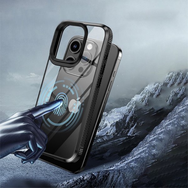 Ipaky iPhone 15 Pro Deksel Gjennomsiktig Bakside Blå