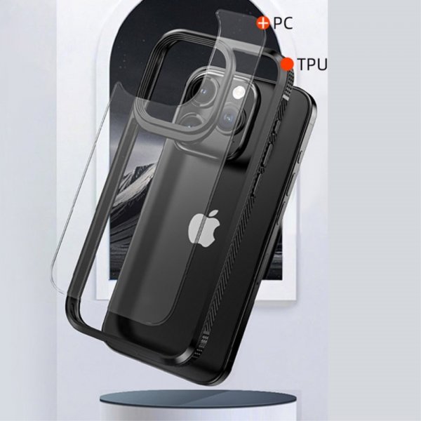 Ipaky iPhone 15 Pro Deksel Gjennomsiktig Bakside Blå