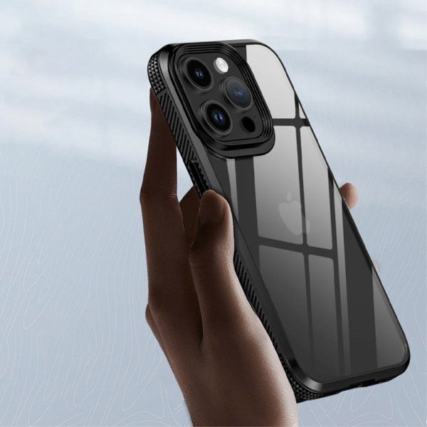 Ipaky iPhone 15 Pro Deksel Gjennomsiktig Bakside Blå