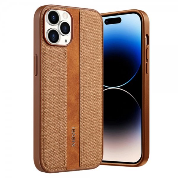 X-Level iPhone 15 Pro Deksel Stofftekstur Brun