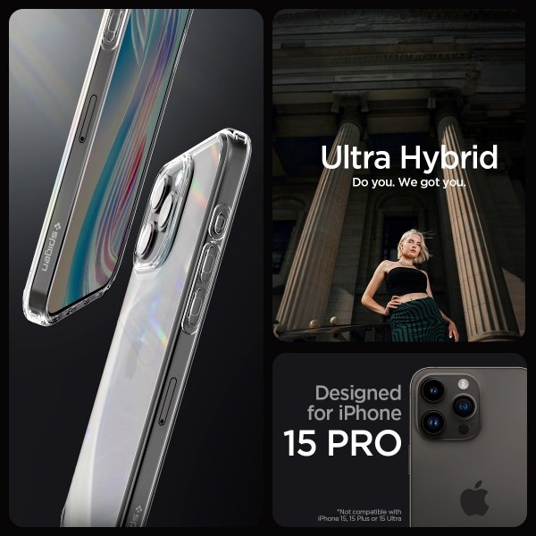 Spigen iPhone 15 Pro Deksel Ultra Hybrid Crystal Clear