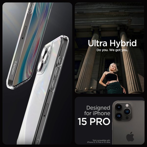 Spigen iPhone 15 Pro Deksel Ultra Hybrid Frost Clear