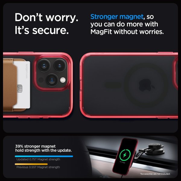 Spigen iPhone 15 Pro Deksel Ultra Hybrid MagFit Frost Deep Red