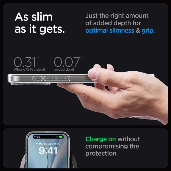 Spigen iPhone 15 Pro Deksel Ultra Hybrid MagFit Hvit