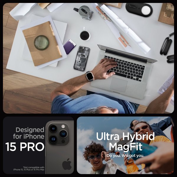 Spigen iPhone 15 Pro Deksel Ultra Hybrid MagFit Zero One